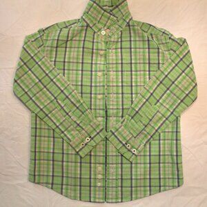 CHEROKEE, Light-Green Kids S6/7 checkered Button up Long Sleeve Shirt
